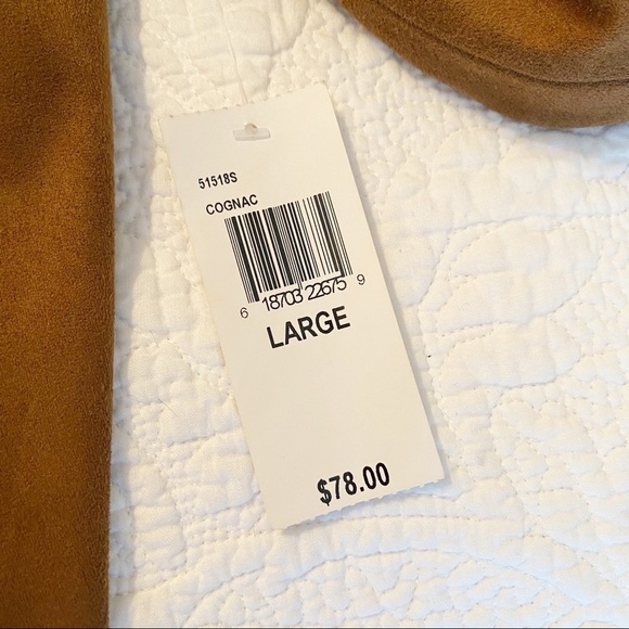 Live A Little Faux Suede Drape Front Brown Jacket NEW - Large - Picture 7 of 11